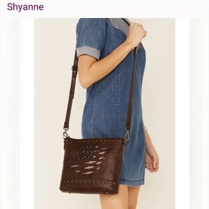 Shyanne Brown Leather Crossbody with Flag Cutout
